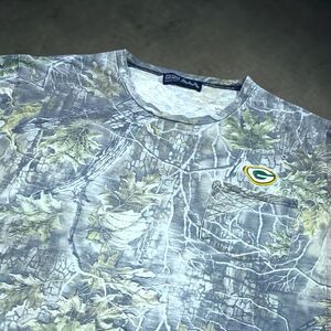 Green Bay Packers T Shirt Mens 2XL Green Camo NFL Football Patch‎ Graphic Tee